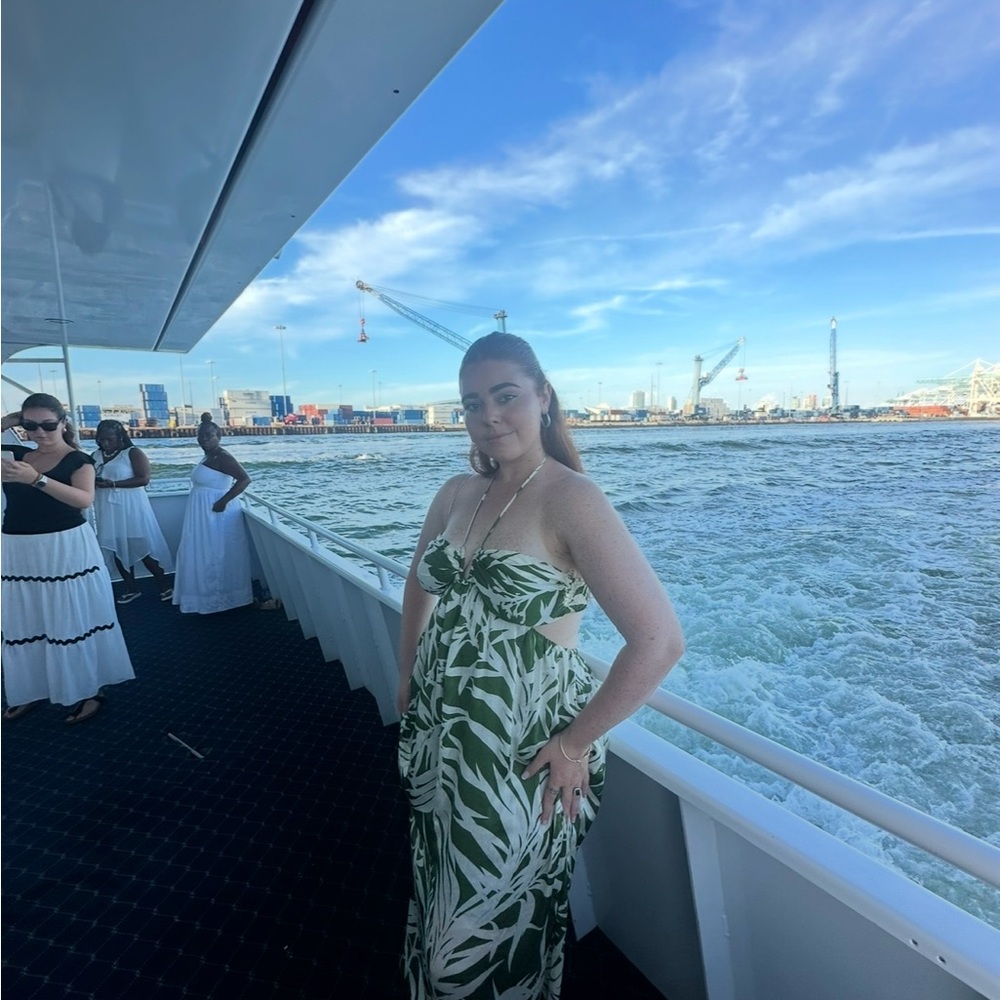 Green Leaf Print Maxi Dress